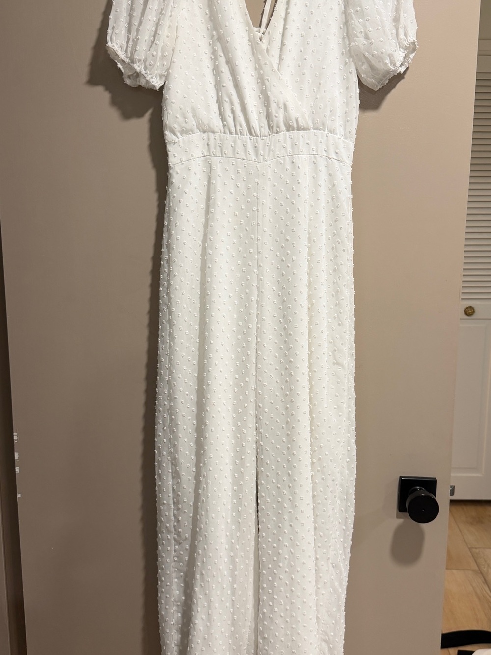 Lulus White Swiss Dot Wide-Leg Jumpsuit